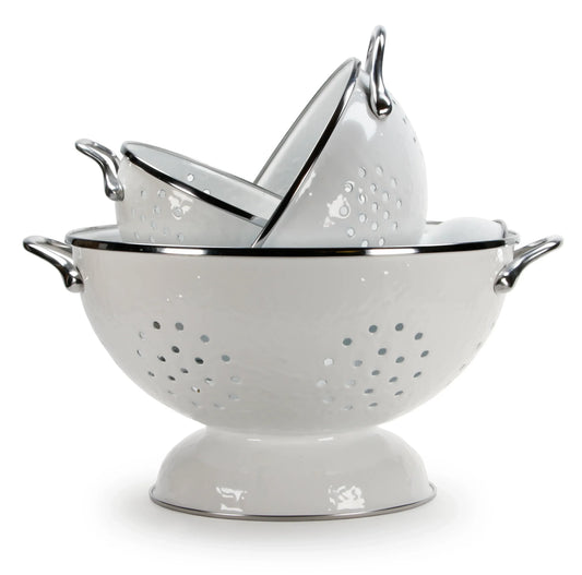 WWCOLS - White Solid Set Of Colanders - Golden Rabbit Enamelware