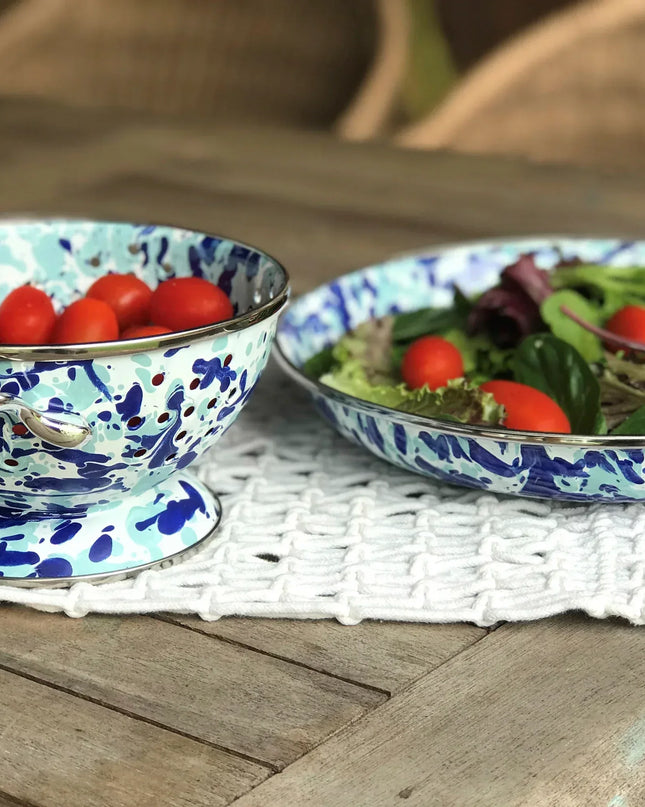 OC10 - Ocean Swirl Oval Basket - Golden Rabbit Enamelware