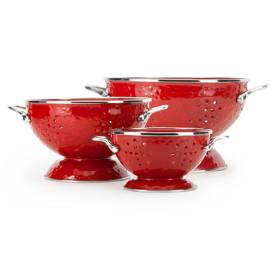 RRCOLS - Solid Red Set of 3 Colanders