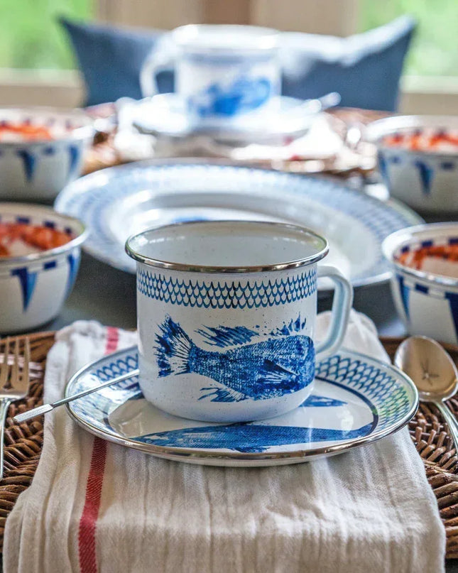 FC28S4 - Fish Camp 24 oz Grande Mugs - Set of 4 - Golden Rabbit Enamelware