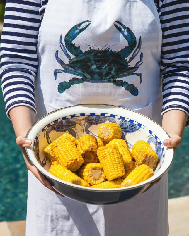SE03 - Blue Crab Serving Bowl - Golden Rabbit Enamelware