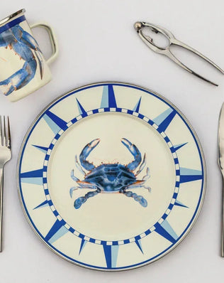 SE07S4 - Blue Crab Dinner Plates - Set of 4 - Golden Rabbit Enamelware