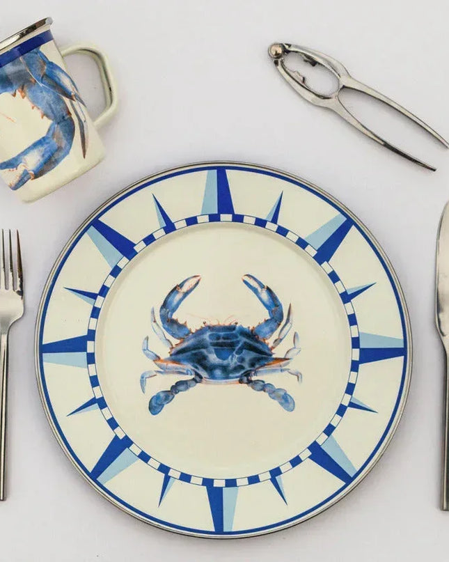 SE07S4 - Blue Crab Dinner Plates - Set of 4 - Golden Rabbit Enamelware