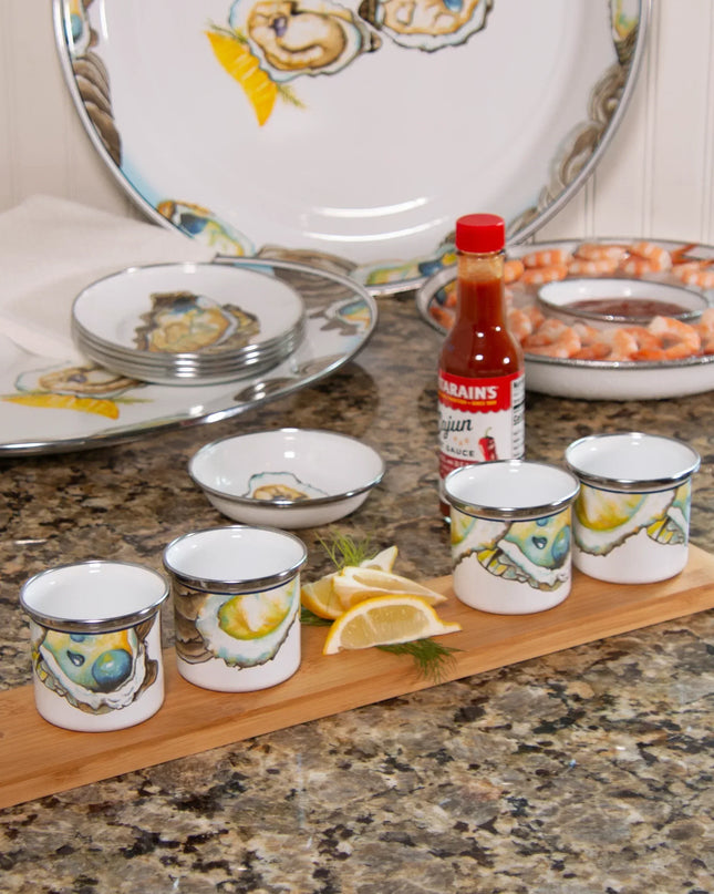 OY21 - Oyster Medium Tray - Golden Rabbit Enamelware