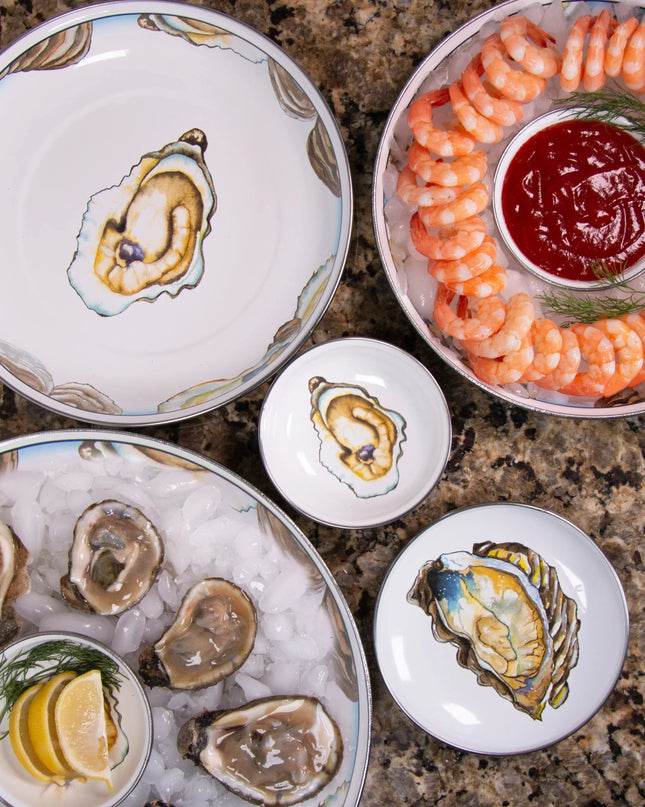 OY04S4 - Oyster Pasta Plates - Set of 4 - Golden Rabbit Enamelware