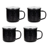 Set of 4 Solid Black Adult Mugs