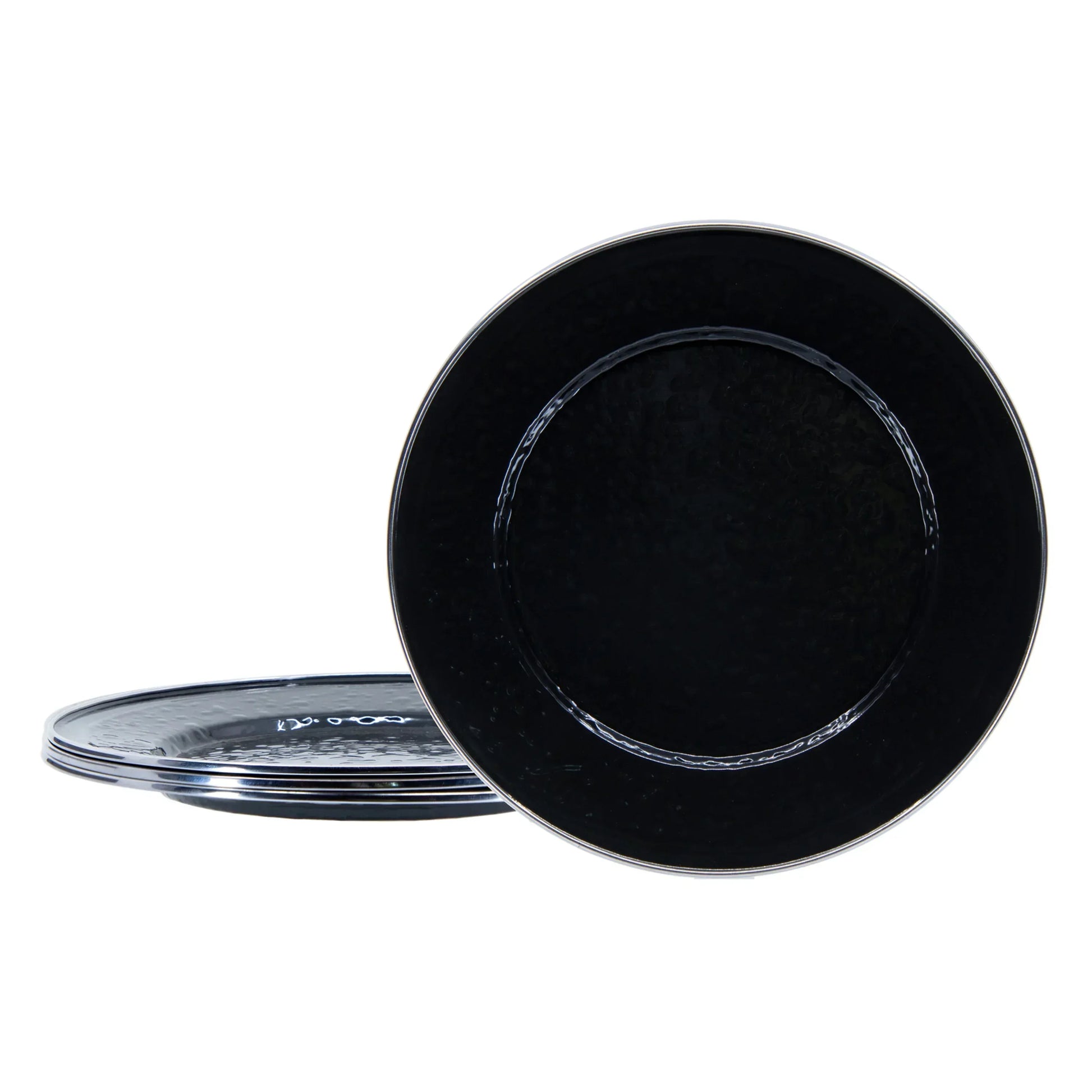 BK07S4 - Black Solid Dinner Plates - Set of 4 - Golden Rabbit Enamelware