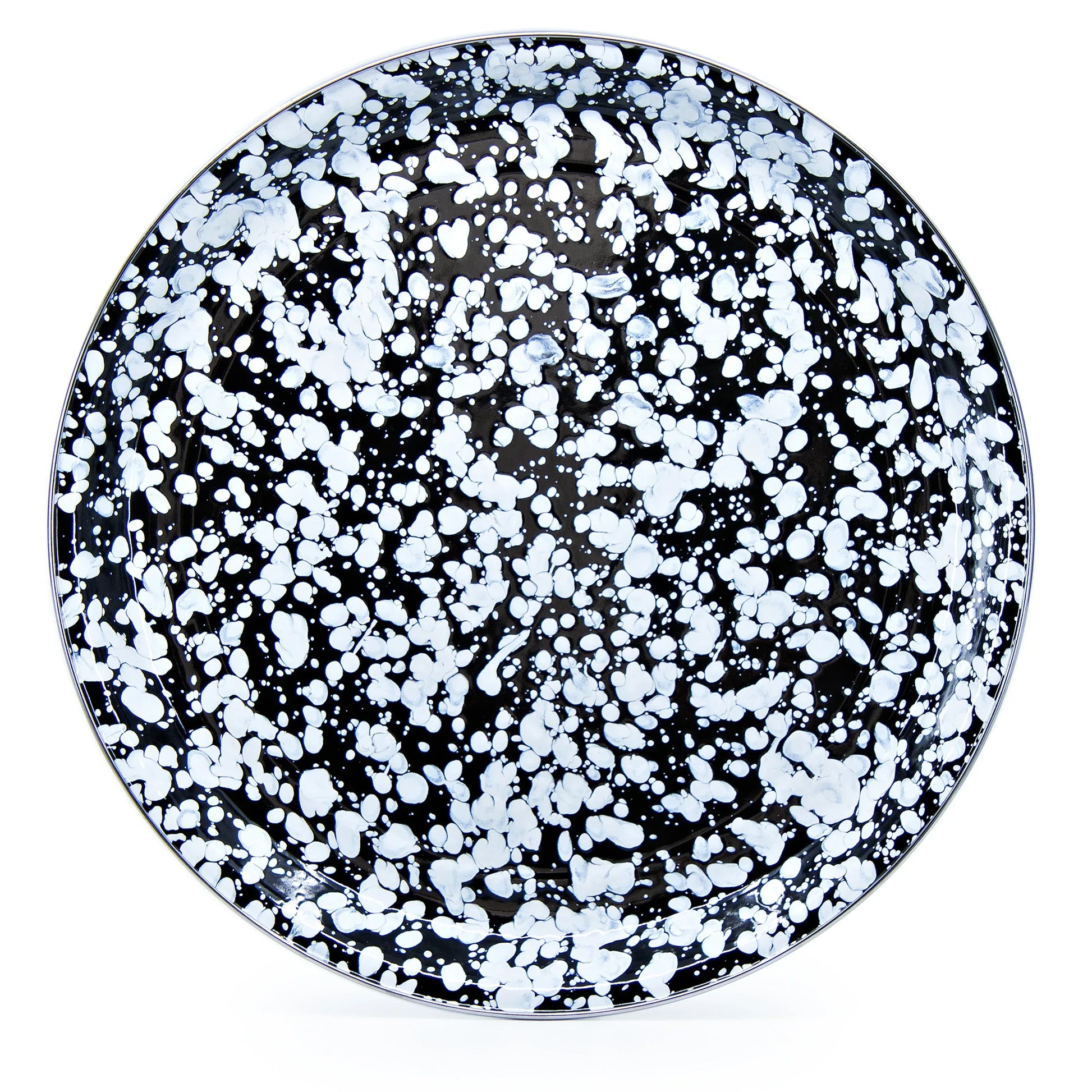 BL01 - Black Swirl Serving Tray - Golden Rabbit Enamelware