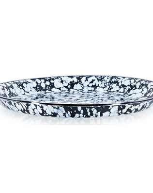 BL01 - Black Swirl Serving Tray - Golden Rabbit Enamelware