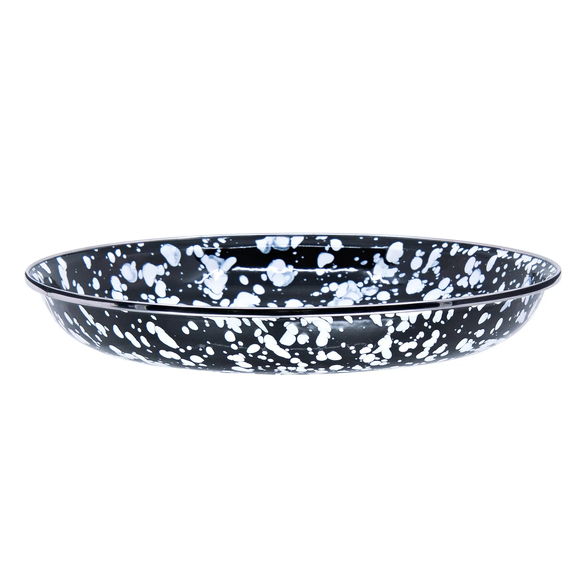 BL04S4 - Black Swirl Pasta Plates - Set of 4 - Golden Rabbit Enamelware