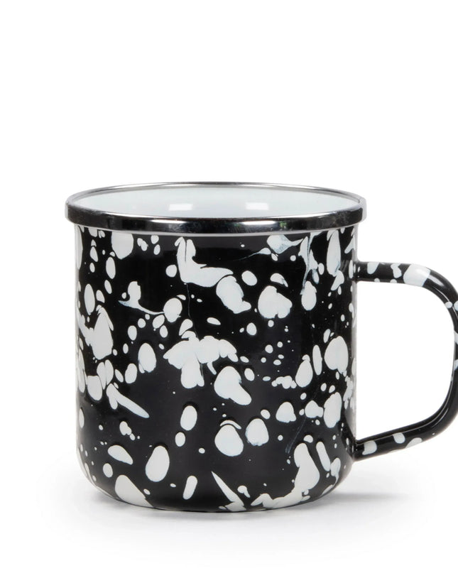 BL05S4 - Black Swirl 12 oz Mugs - Set of 4 - Golden Rabbit Enamelware