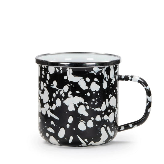 BL05S4 - Black Swirl 12 oz Mugs - Set of 4 - Golden Rabbit Enamelware