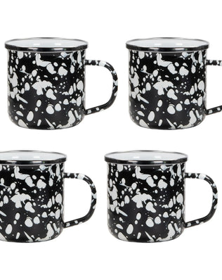 BL05S4 - Black Swirl 12 oz Mugs - Set of 4 - Golden Rabbit Enamelware