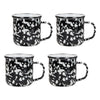 Set of 4 Black Swirl Adult Mugs