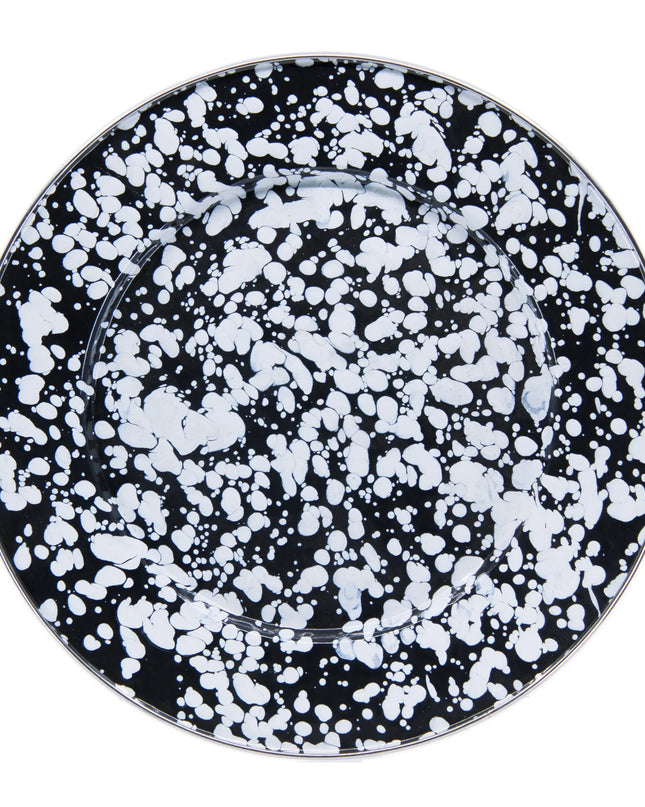 BL07S4 - Black Swirl Dinner Plates - Set of 4 - Golden Rabbit Enamelware