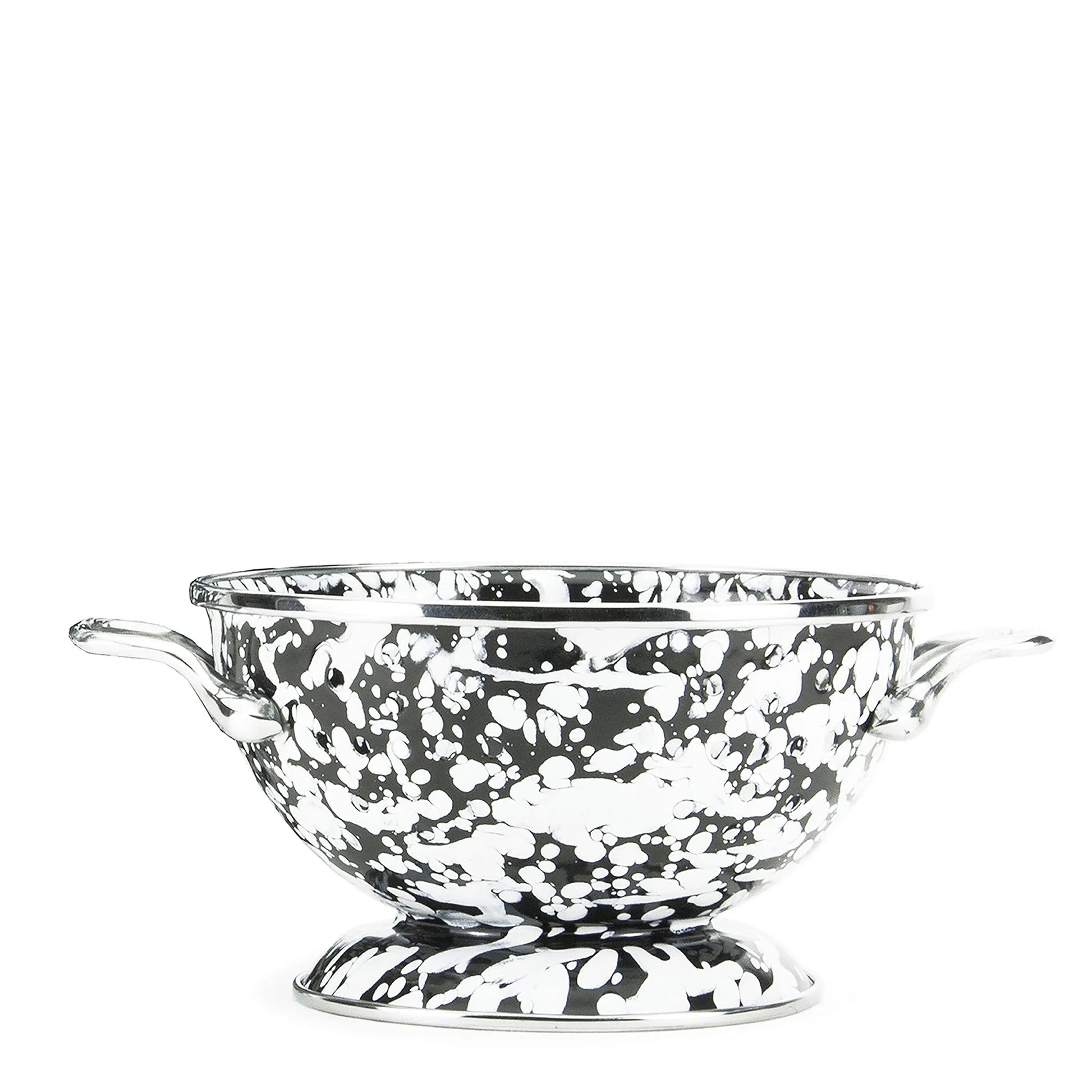 BL24 - Black Swirl Petite Colander - Golden Rabbit Enamelware