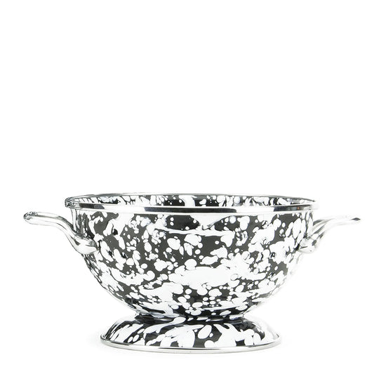 BL24 - Black Swirl Petite Colander - Golden Rabbit Enamelware