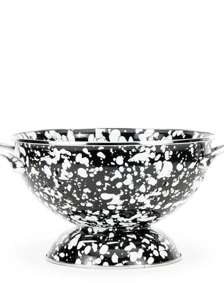 BL27 - Black Swirl Medium Colander - Golden Rabbit Enamelware