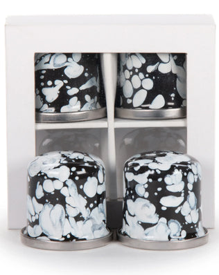 BL37 - Black Swirl Salt & Pepper - Golden Rabbit Enamelware