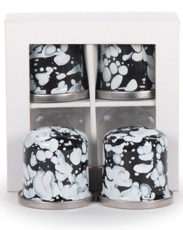 BL37 - Black Swirl Salt & Pepper - Golden Rabbit Enamelware