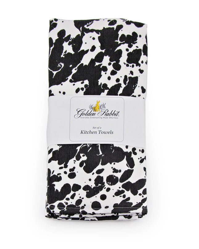 BL52 - Black Swirl Kitchen Towel Set - of 2 - Golden Rabbit Enamelware