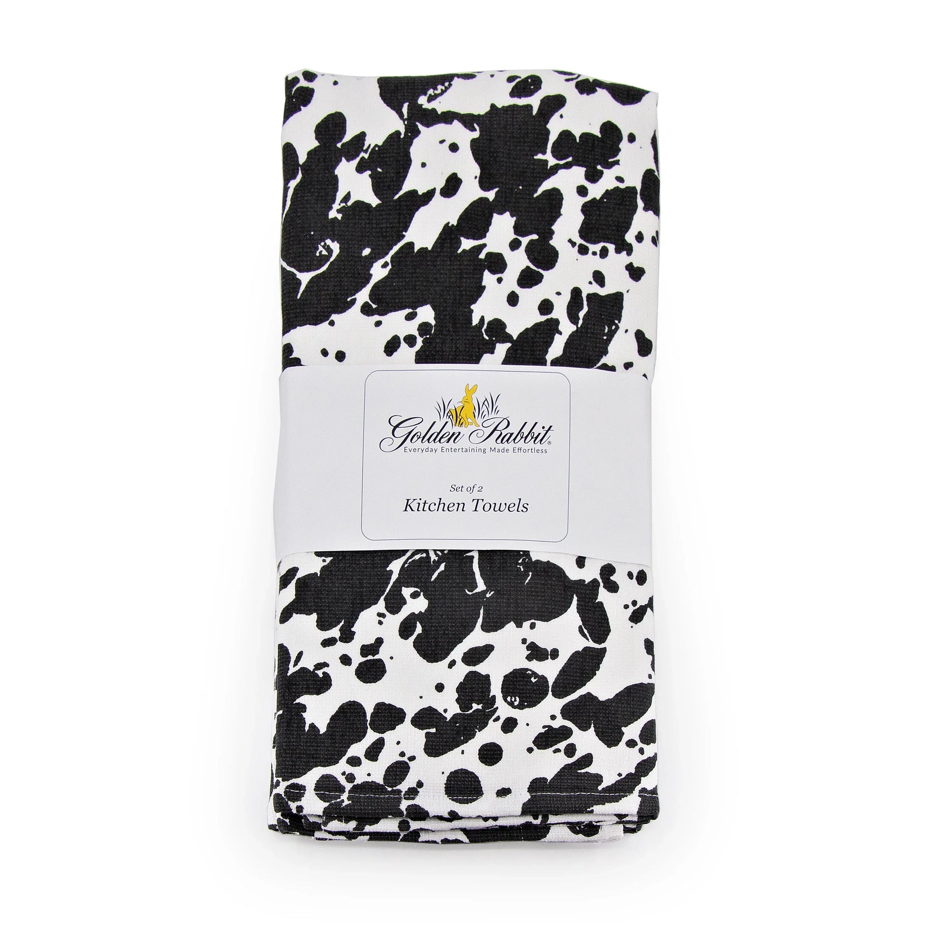 BL52 - Black Swirl Kitchen Towel Set - of 2 - Golden Rabbit Enamelware
