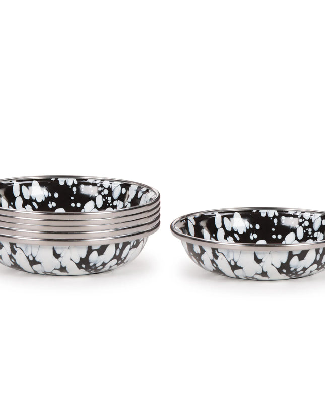 BL59S6 - Black Swirl Tasting Dishes - Set of 6 - Golden Rabbit Enamelware