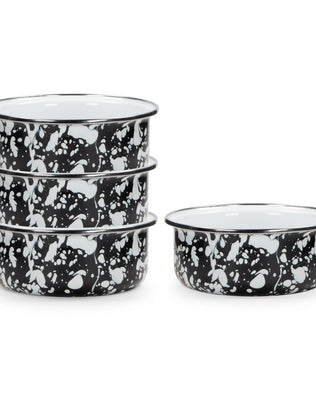 BL60S4 - Black Swirl 14oz Soup Bowls - Set of 4 - Golden Rabbit Enamelware