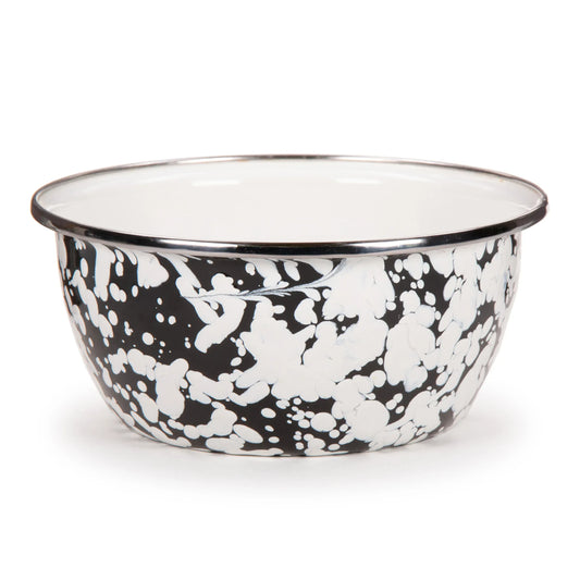 BL61S4 - Black Swirl Salad Bowls - Set of 4, Black - Golden Rabbit Enamelware