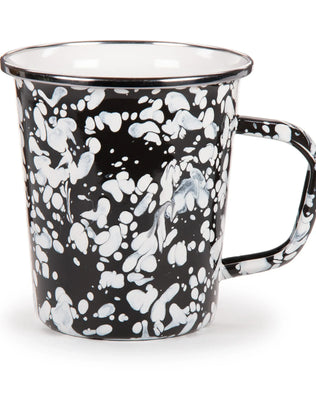 BL66S4 - Black Swirl 16 oz Latte Mugs - Set of 4 - Golden Rabbit Enamelware