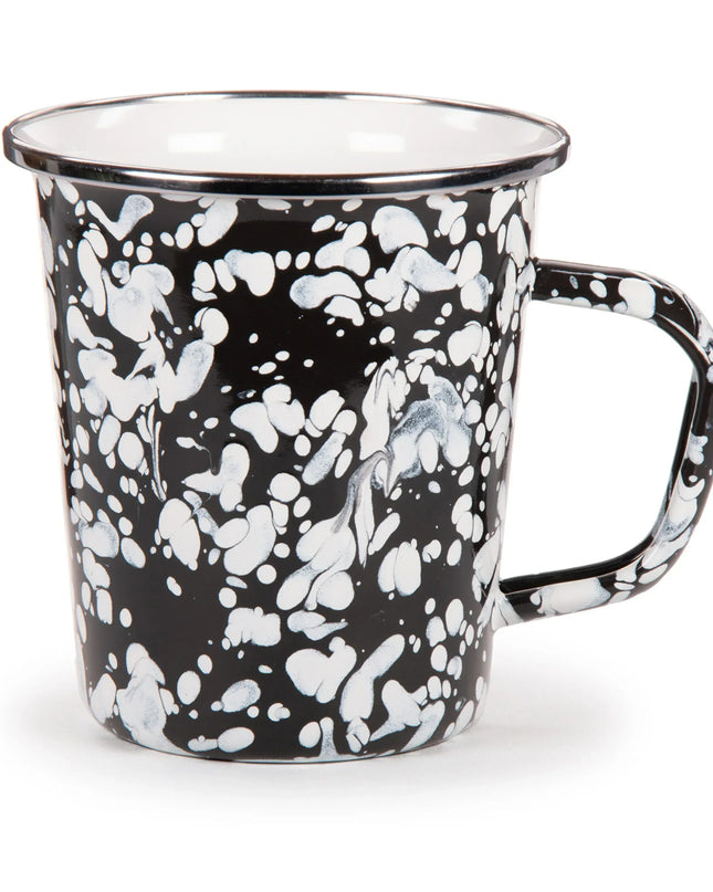 BL66S4 - Black Swirl 16 oz Latte Mugs - Set of 4 - Golden Rabbit Enamelware