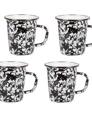 BL66S4 - Black Swirl 16 oz Latte Mugs - Set of 4 - Golden Rabbit Enamelware