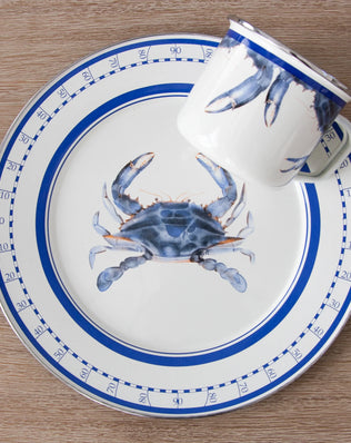 SE26S2 - Blue Crab Chargers - Set of 2 - Golden Rabbit Enamelware