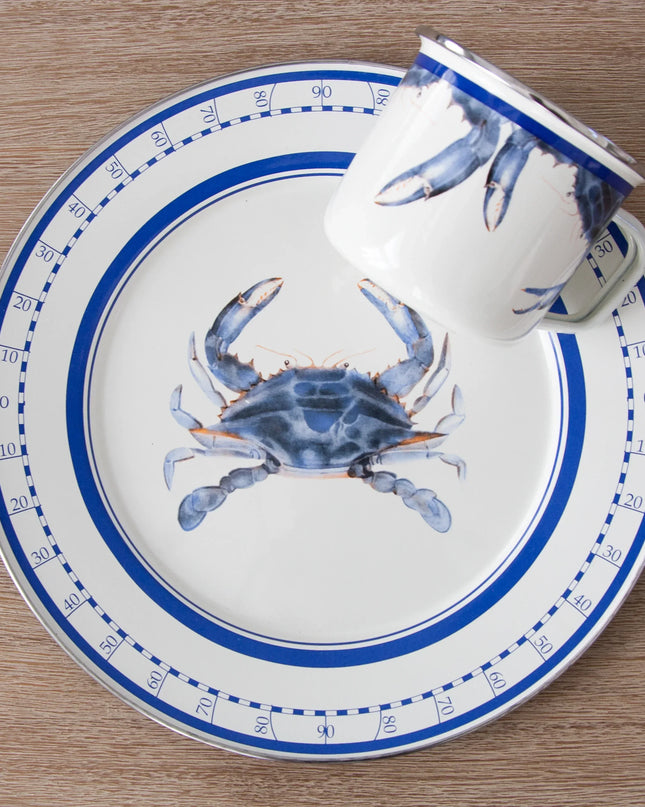 SE26S2 - Blue Crab Chargers - Set of 2 - Golden Rabbit Enamelware