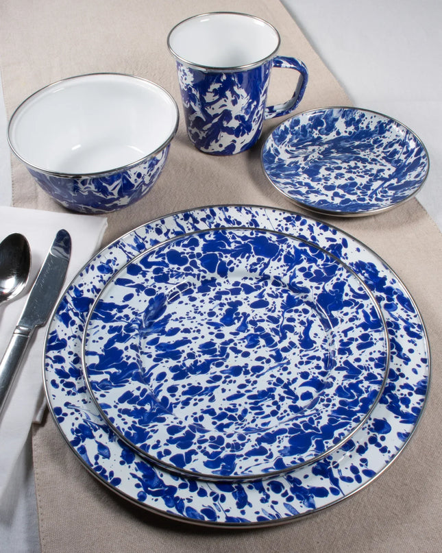 CB01 - Cobalt Swirl Serving Tray - Golden Rabbit Enamelware