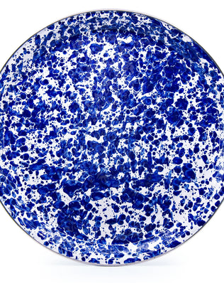 CB70 - Cobalt Swirl Tray with Steel Table Base - Golden Rabbit Enamelware