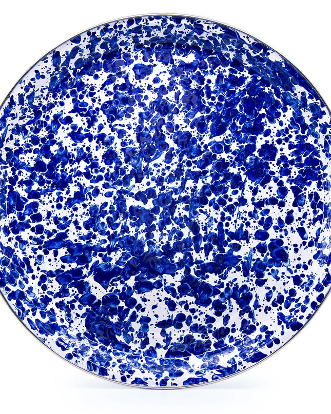 CB70 - Cobalt Swirl Tray with Steel Table Base - Golden Rabbit Enamelware