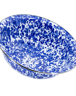 CB03 - Cobalt Swirl Serving Bowl - Golden Rabbit Enamelware
