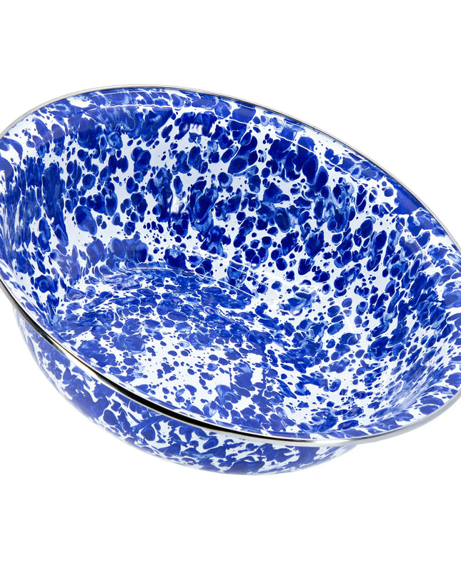 CB03 - Cobalt Swirl Serving Bowl - Golden Rabbit Enamelware