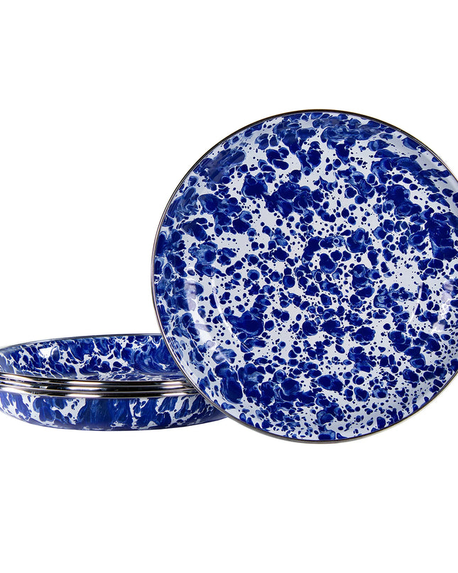 CB04S4 - Cobalt Swirl Pasta Plates - Set of 4 - Golden Rabbit Enamelware