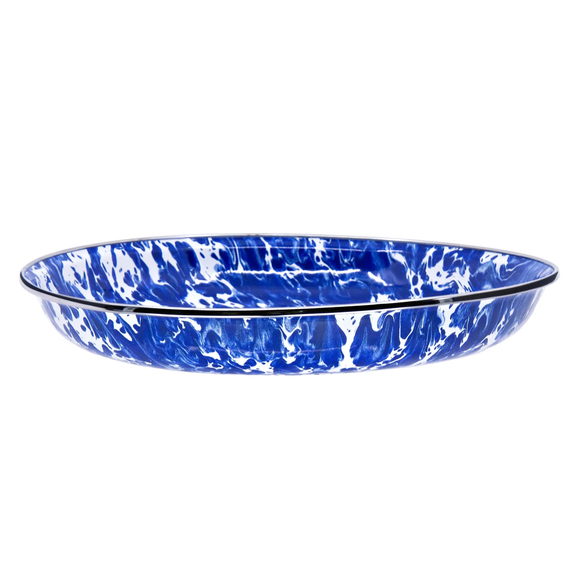 CB04S4 - Cobalt Swirl Pasta Plates - Set of 4 - Golden Rabbit Enamelware