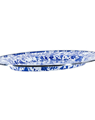 CB06 - Cobalt Swirl Oval Platter - Golden Rabbit Enamelware