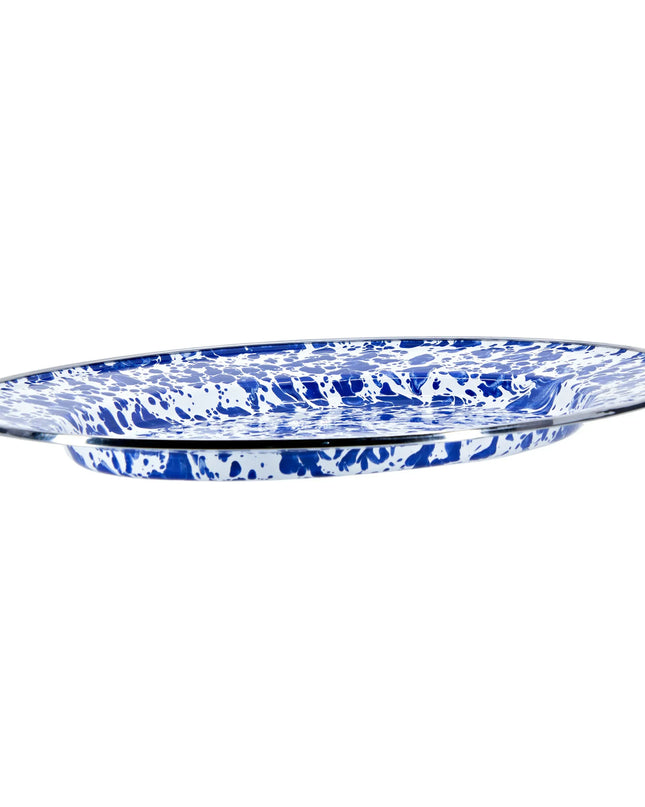 CB06 - Cobalt Swirl Oval Platter - Golden Rabbit Enamelware