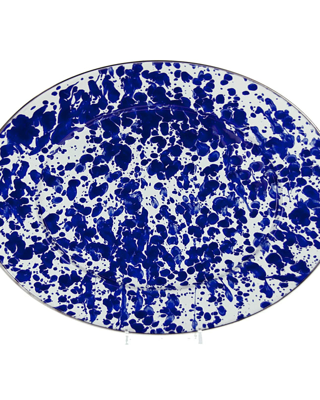 CB06 - Cobalt Swirl Oval Platter - Golden Rabbit Enamelware