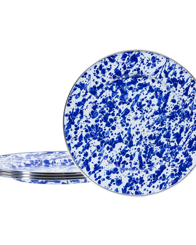 CB07S4 - Cobalt Swirl Dinner Plates -Set of 4 - Golden Rabbit Enamelware