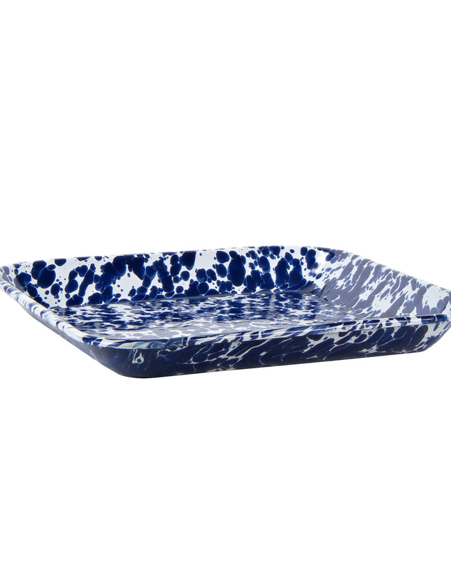 CB09S2 - Cobalt Swirl Sqaure Trays - Set of 2 - Golden Rabbit Enamelware