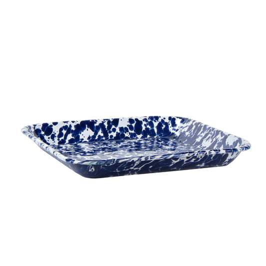 CB09S2 - Cobalt Swirl Sqaure Trays - Set of 2 - Golden Rabbit Enamelware