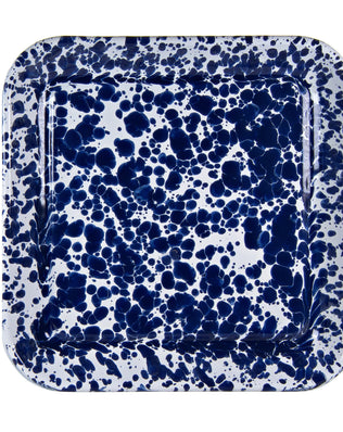 CB09S2 - Cobalt Swirl Sqaure Trays - Set of 2 - Golden Rabbit Enamelware