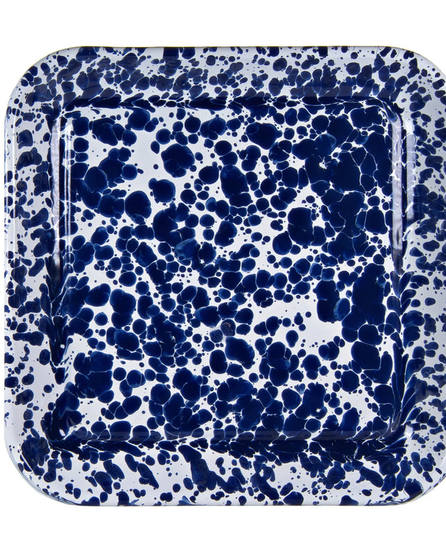 CB09S2 - Cobalt Swirl Sqaure Trays - Set of 2 - Golden Rabbit Enamelware