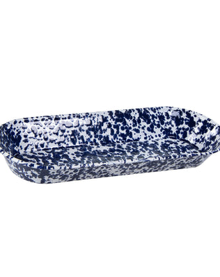 CB10 - Cobalt Swirl Oval Basket - Golden Rabbit Enamelware